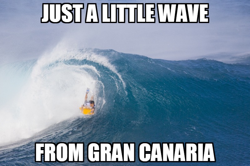 Free Gran Canaria and wave surfing meme