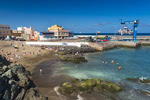 San Cristobal's tiny sandy beach