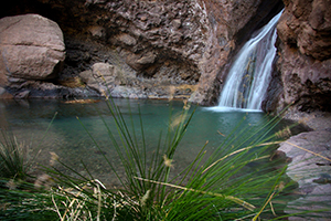 Charco Azul pool and waterfall in north west Gran Canaria