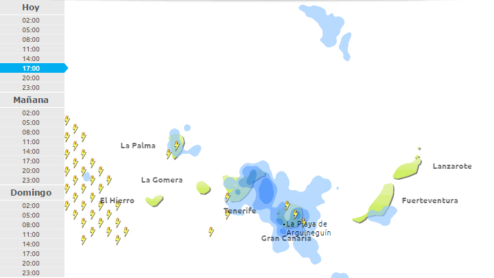 Strong rain forecast in south Gran Canaria at 17.00