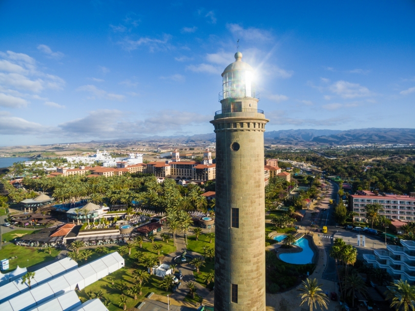 The iconic Maspalomas lighthouse in Gran Canaria