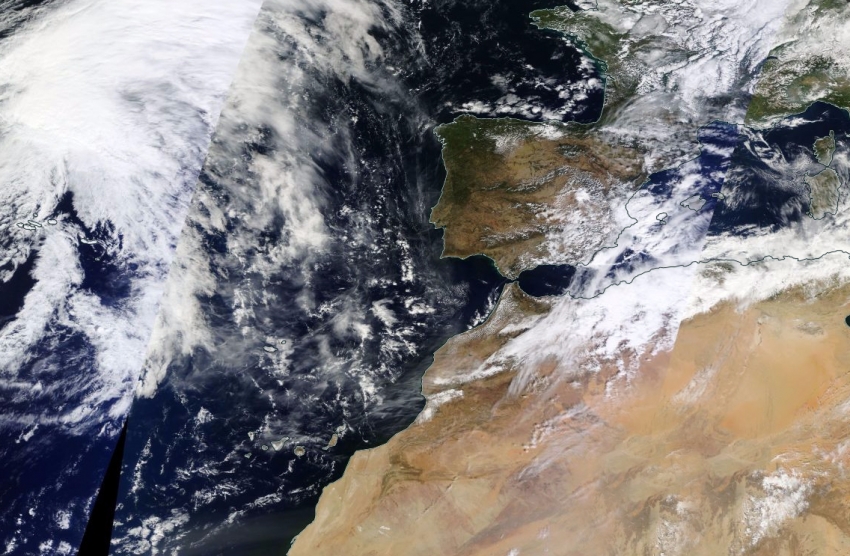 The remnants of Hurricane Joaquín in the Atlantic Ocean