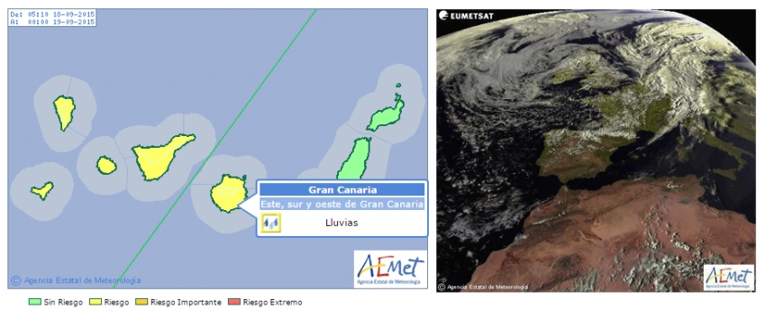 Rain forecast in Gran Canaria for today, September 18